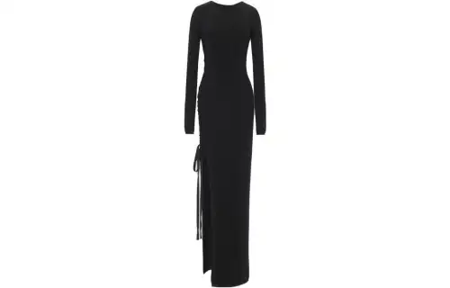 SAINT LAURENT Lace Up Long Sleeved Dress