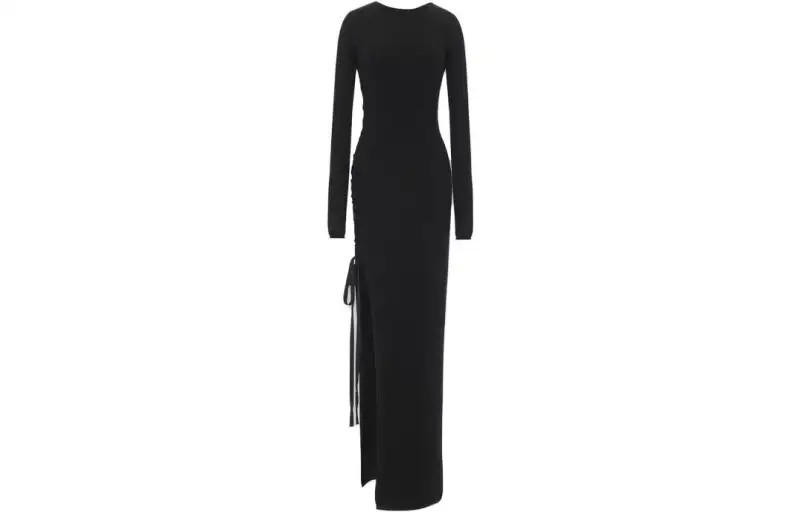 SAINT LAURENT Lace Up Long Sleeved Dress