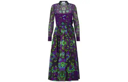 DIOR Long Sleeved Dresses Women's Multicolor V Neck Moderate Mid Length