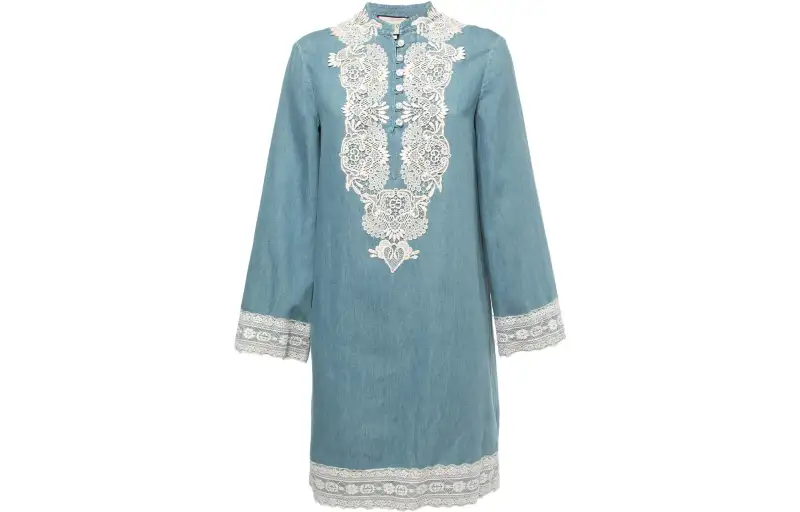 GUCCI Long Sleeved Dress Women's Sky Blue