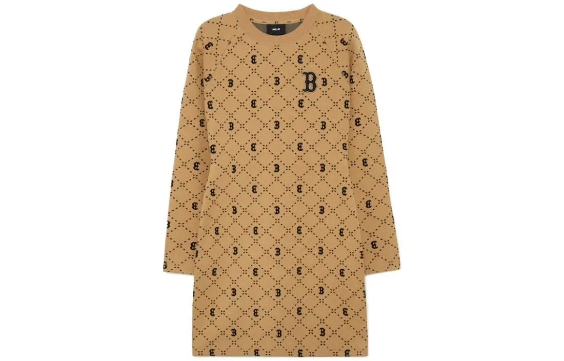 MLB MONOGRAM Collection, Boston Red Sox Long Sleeved Dress Women's Brown