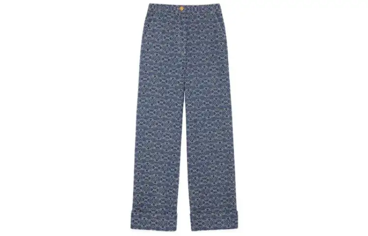 GUCCI Jeans Women's Blue Moderate Straight Fit Pants