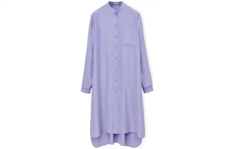 LOEWE Long Sleeved Dresses Women's Light Purple Crew Neck Thin Mid Length