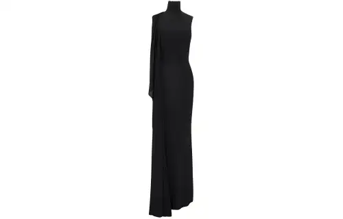 SAINT LAURENT Draped High Neck Maxi Dress