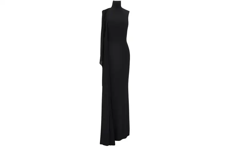 SAINT LAURENT Draped High Neck Maxi Dress