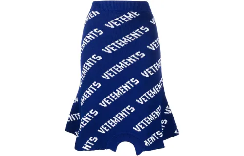 Vetements Casual Long Skirts Women's Blue Mid Length A Line Skirt
