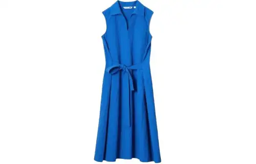 UNIQLO X JW Anderson Uniqlo Jw Anderson Co Branded Series Sleeveless Dresses Women's Blue Lapel Moderate Mid Length