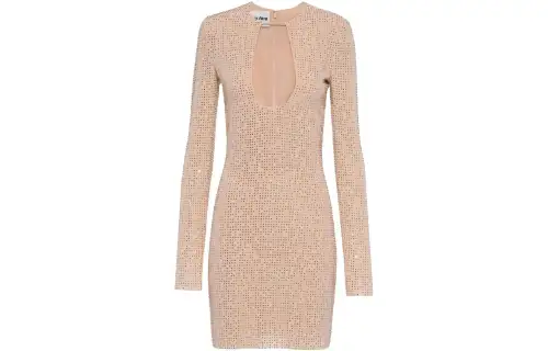 MIU MIU Embroidered Georgette Mini Dress