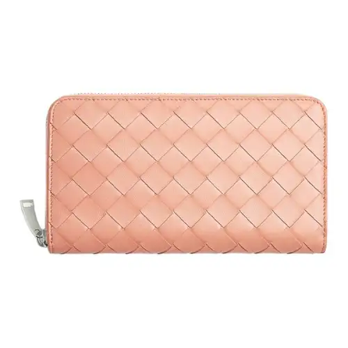 Bottega Veneta Cow Leather Clutch Wallet Women's Pink
