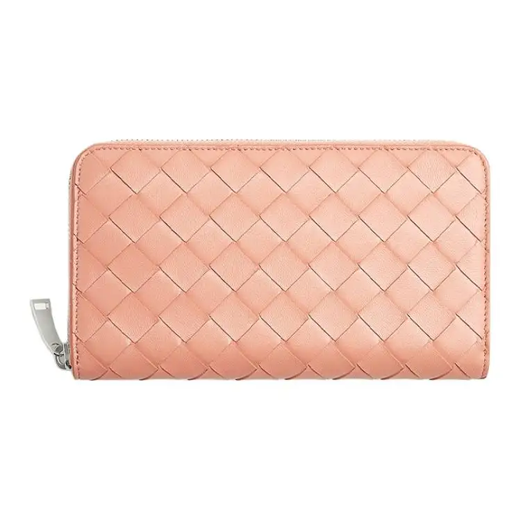 Bottega Veneta Cow Leather Clutch Wallet Women's Pink