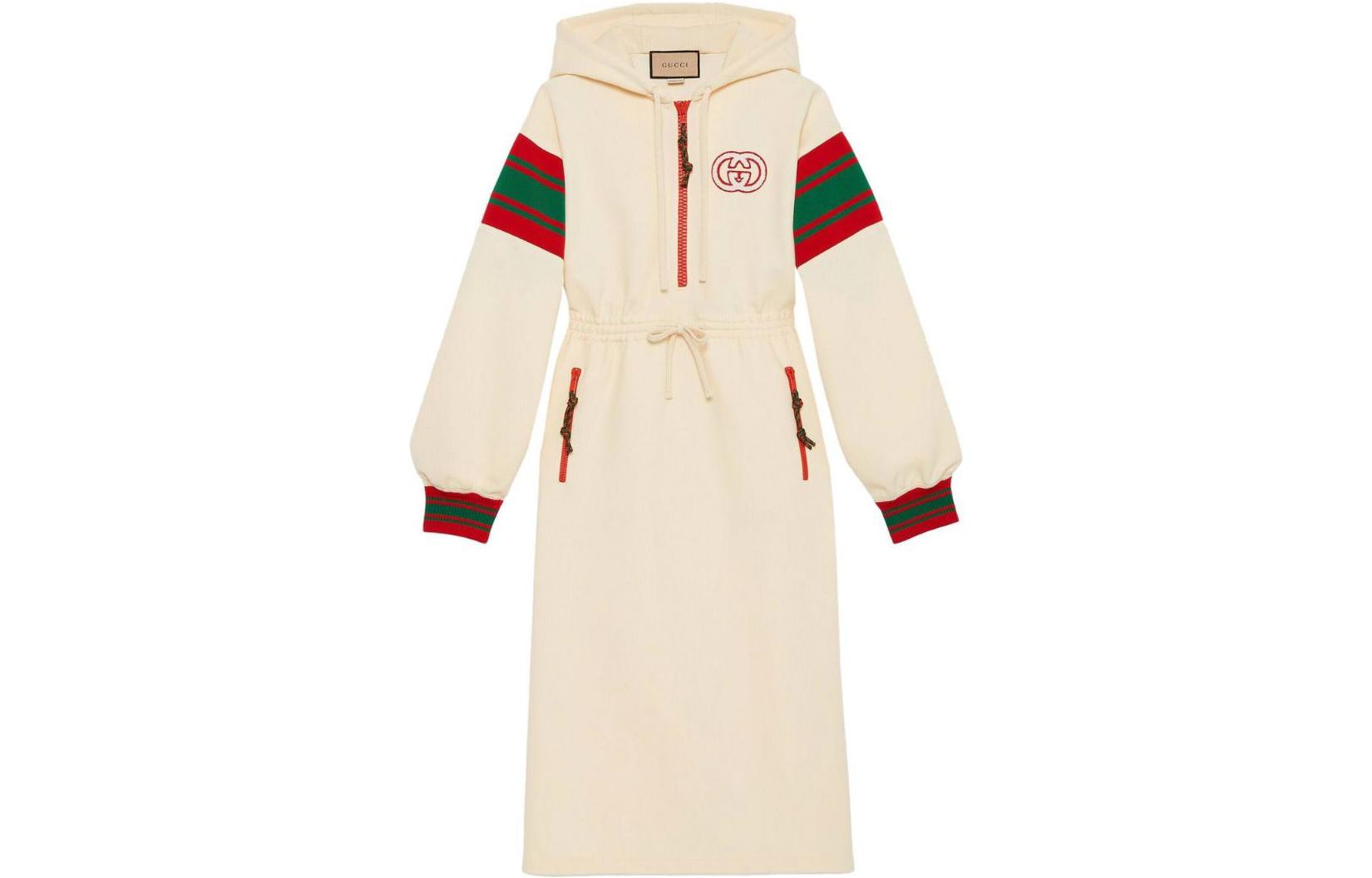 【Previous Season】Web-stripe hooded dress