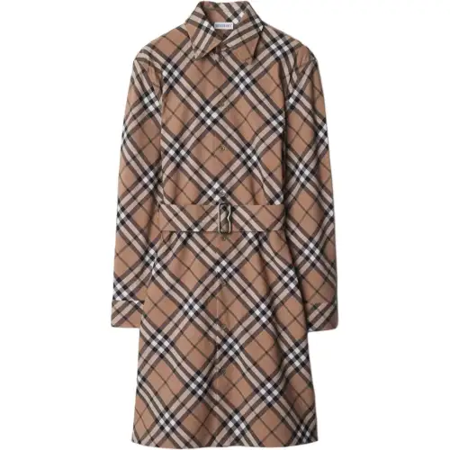 Burberry Checked B Buckle Belt Shirt Dress