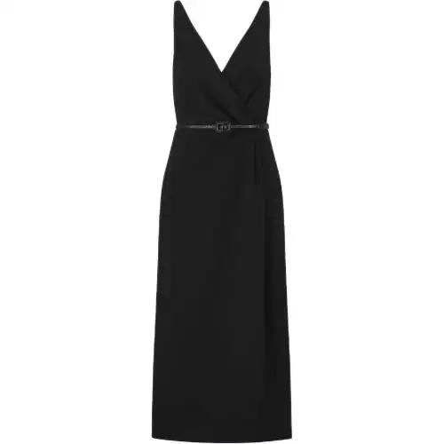 DIOR Wraparound Mid Length Sleeveless Dress Women's Black