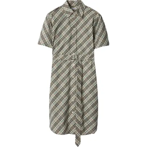 Burberry Checked Belted Shirt Mini Dress