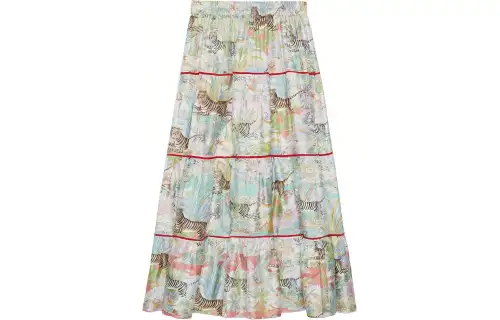 GUCCI Casual Long Skirts Women's Ivory White Moderate Long A Line Skirt