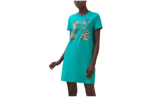 HERMES Short Sleeved Dress Women's Green