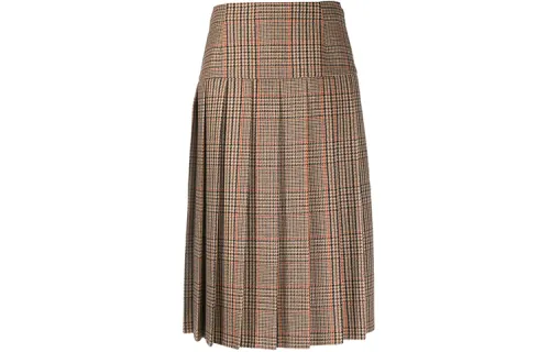 PRADA Casual Long Skirts Women's Khaki Moderate Mid Length Pleated Skirt