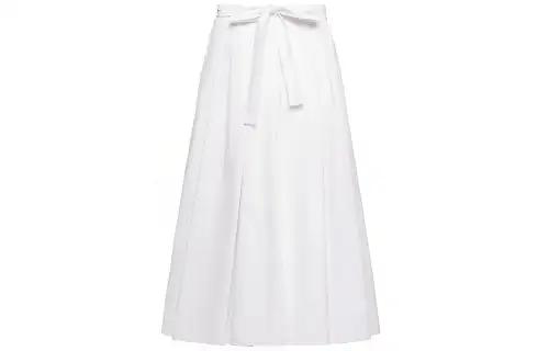 PRADA Casual Long Skirts Women's White Moderate Long Pleated Skirt