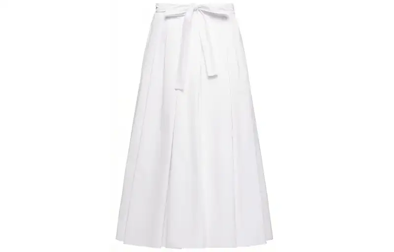 PRADA Casual Long Skirts Women's White Moderate Long Pleated Skirt