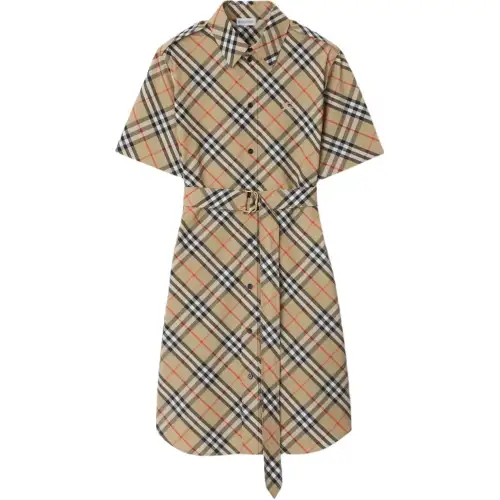 Burberry Checked Belted Shirt Dress
