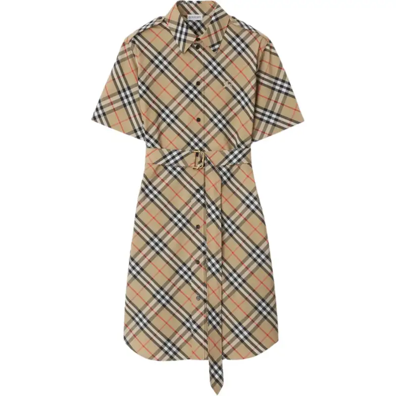 Burberry Checked Belted Shirt Dress