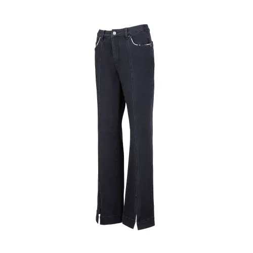 Li Ning Jeans Women's Denim Black Moderate Flared Pants