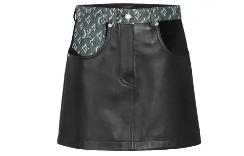 LOUIS VUITTON Leather Short Skirts Women's Black