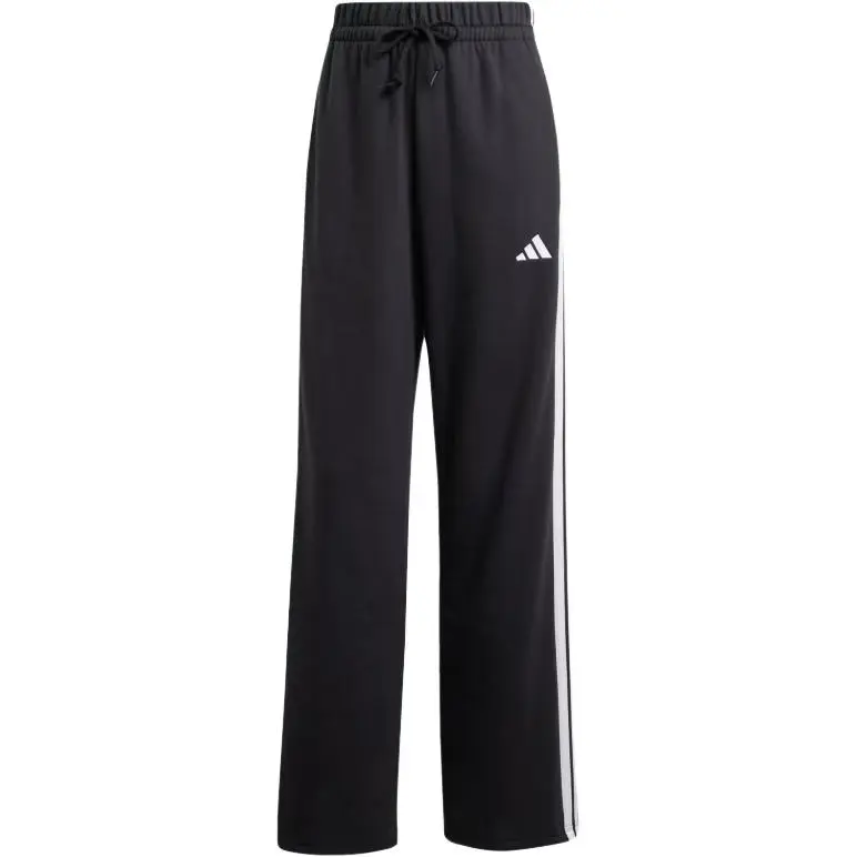 Adidas Essentials 3 Stripes Open Hem French Terry Pants Knitted Sweatpants Women's Black