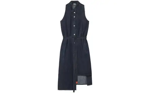 LOEWE Sleeveless Dresses Women's Blue Lapel Moderate Mid Length