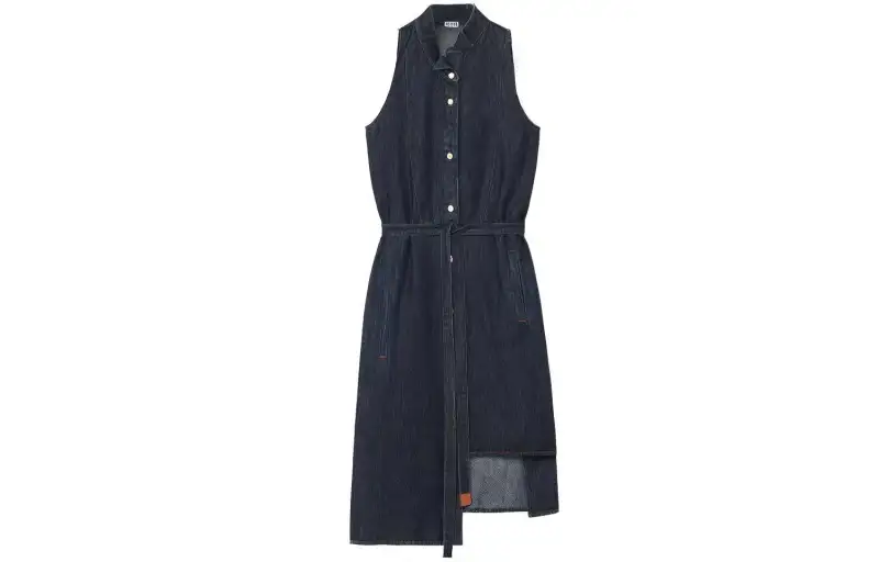 LOEWE Sleeveless Dresses Women's Blue Lapel Moderate Mid Length