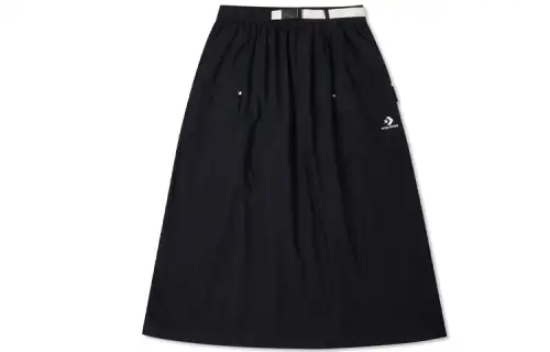 Converse Casual Long Skirts Women's Black Thin Mid Length A Line Skirt