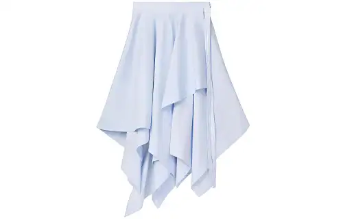 LOEWE Casual Long Skirts Women's Sky Blue Moderate Mid Length Pleated Skirt