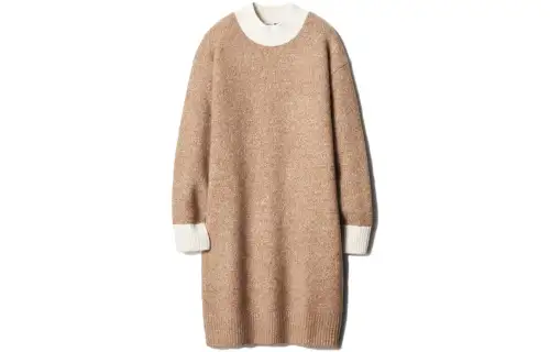 UNIQLO X JW Anderson Uniqlo Jw Anderson Co Branded Series Long Sleeved Dresses Women's Khaki Turtleneck Moderate Mid Length