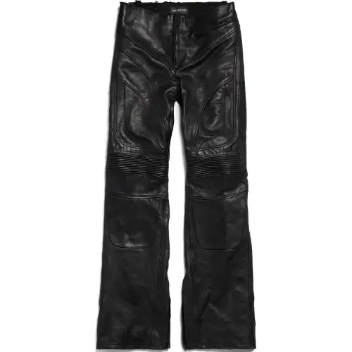 Balenciaga FW24 Leather Pants Regular Fit Women's Black