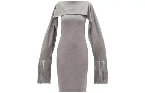 Fendi Fringed Capelet Sleeveless Dress