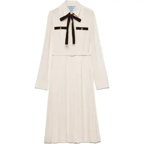 PRADA Pleated Satin Maxi Dress