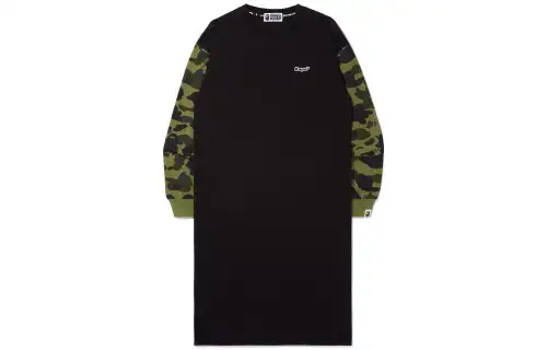 A BATHING APE Long Sleeved Dresses Women's Crew Neck Mid Length