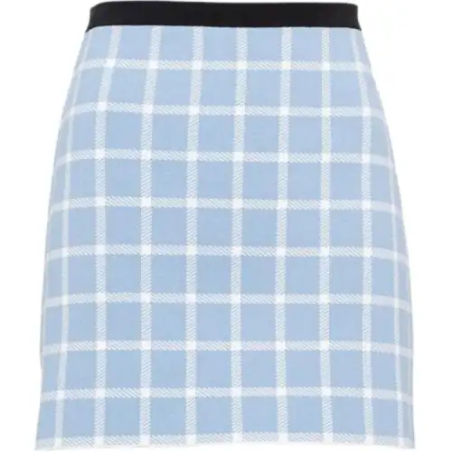 MIU MIU Casual Short Skirts Women's Blue Moderate Short Bodycon Skirt