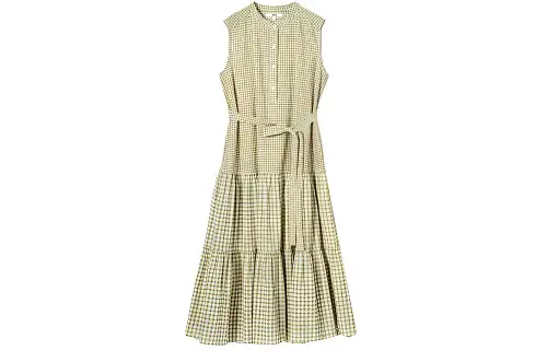 UNIQLO Sleeveless Dresses Women's Olive Crew Neck Moderate Long