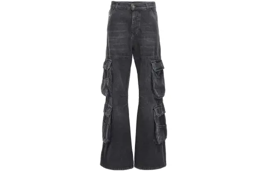 DIESEL Logo Patch Wide Leg Cargo Jeans