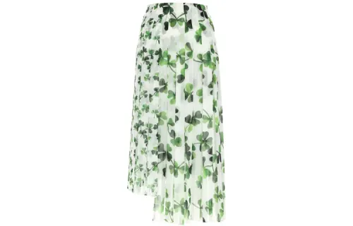 LOEWE Casual Long Skirts Women's Green Moderate Mid Length Pleated Skirt