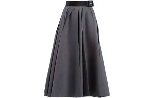 PRADA Casual Long Skirts Women's Slate Gray Moderate Mid Length Pleated Skirt