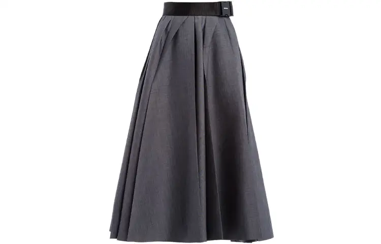 PRADA Casual Long Skirts Women's Slate Gray Moderate Mid Length Pleated Skirt