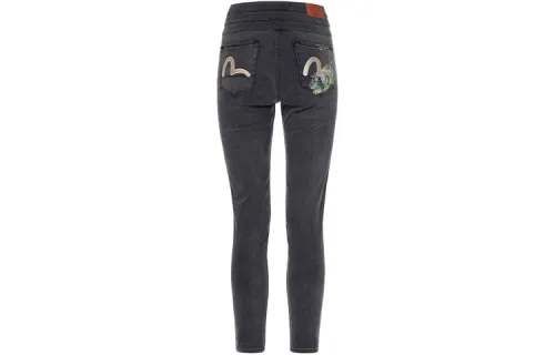EVISU Jeans Women's Black Moderate Slim Fit Pants