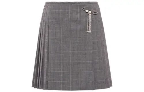 MIU MIU Casual Short Skirts Women's Taupe Moderate Short Pleated Skirt