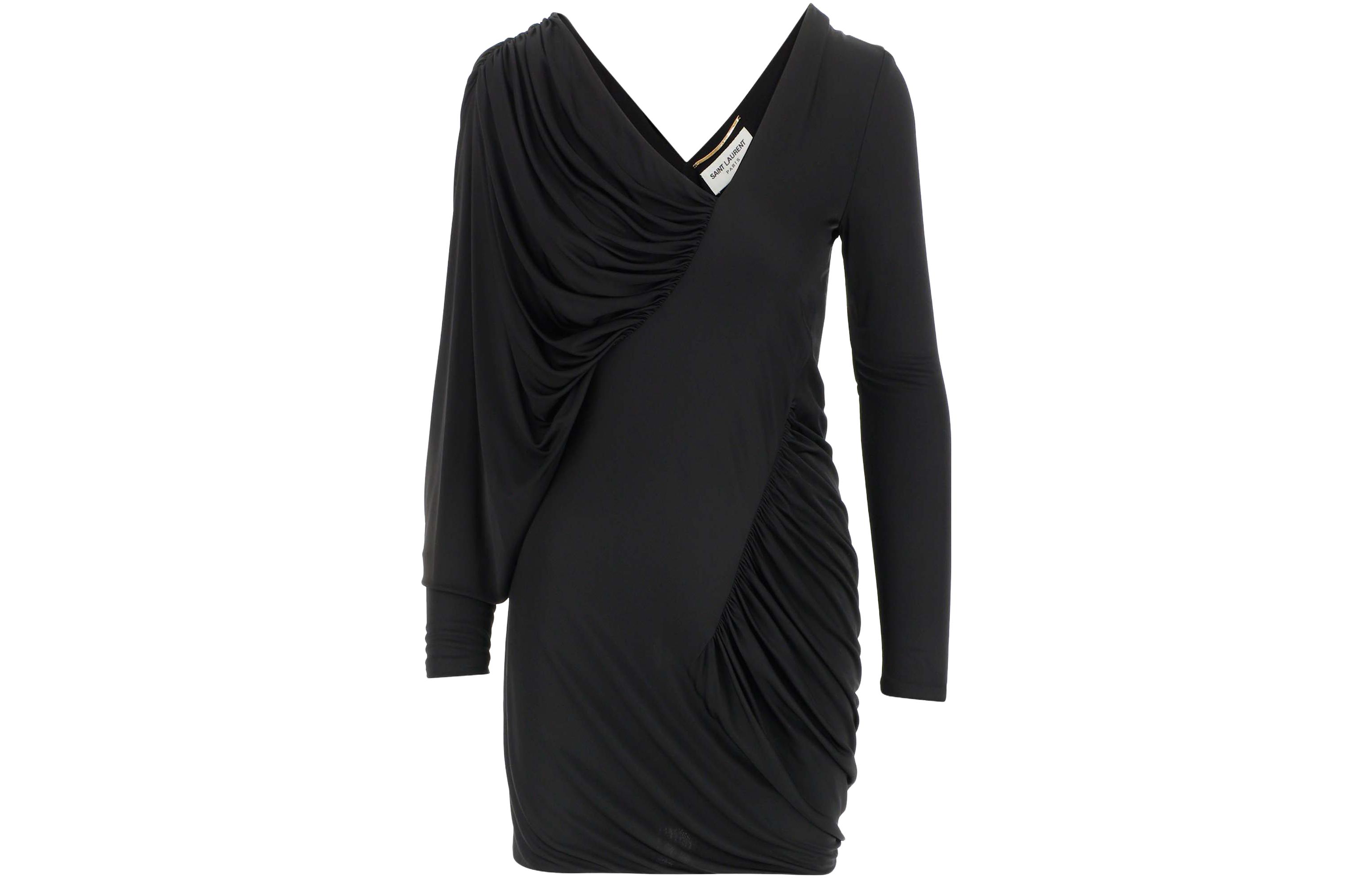 SAINT LAURENT Draped Long Sleeved Dress