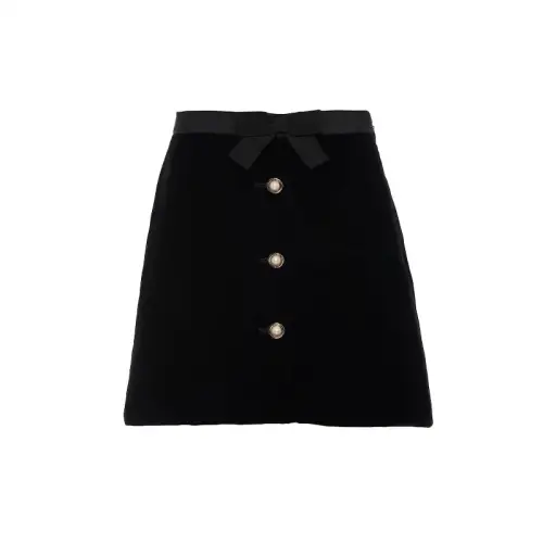 MIU MIU Casual Short Skirts Women's Black Moderate Short A Line Skirt