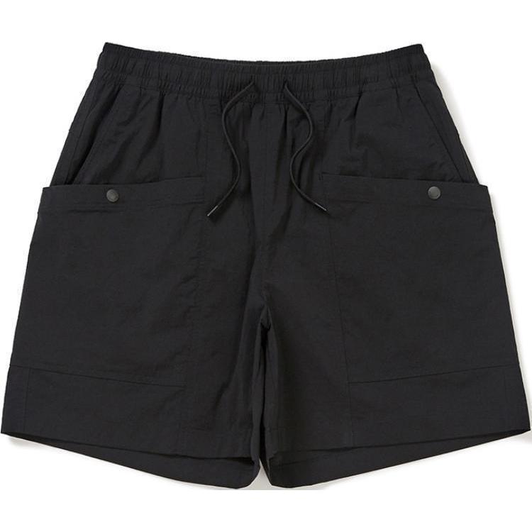 Snow peak root lace-up solid color mid-rise fitted casual shorts for women
