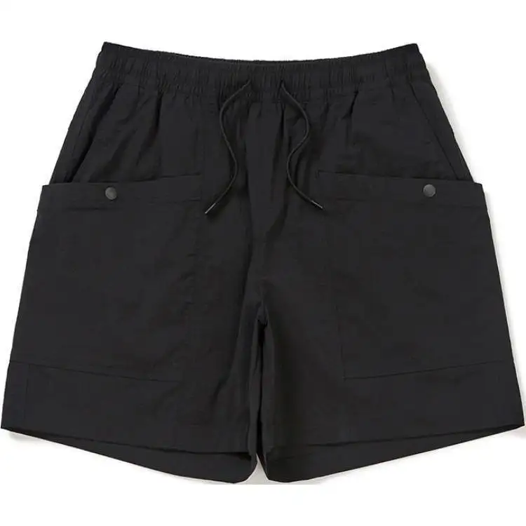 Snow peak root lace-up solid color mid-rise fitted casual shorts for women