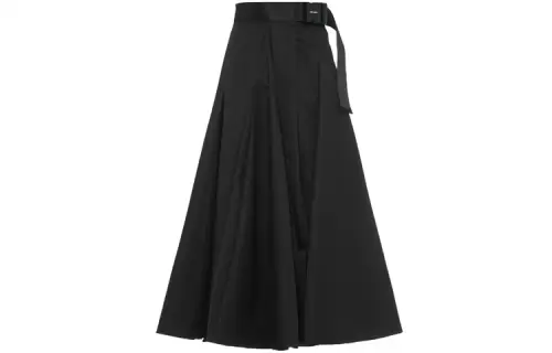 PRADA Casual Long Skirts Women's Black Moderate Long Pleated Skirt